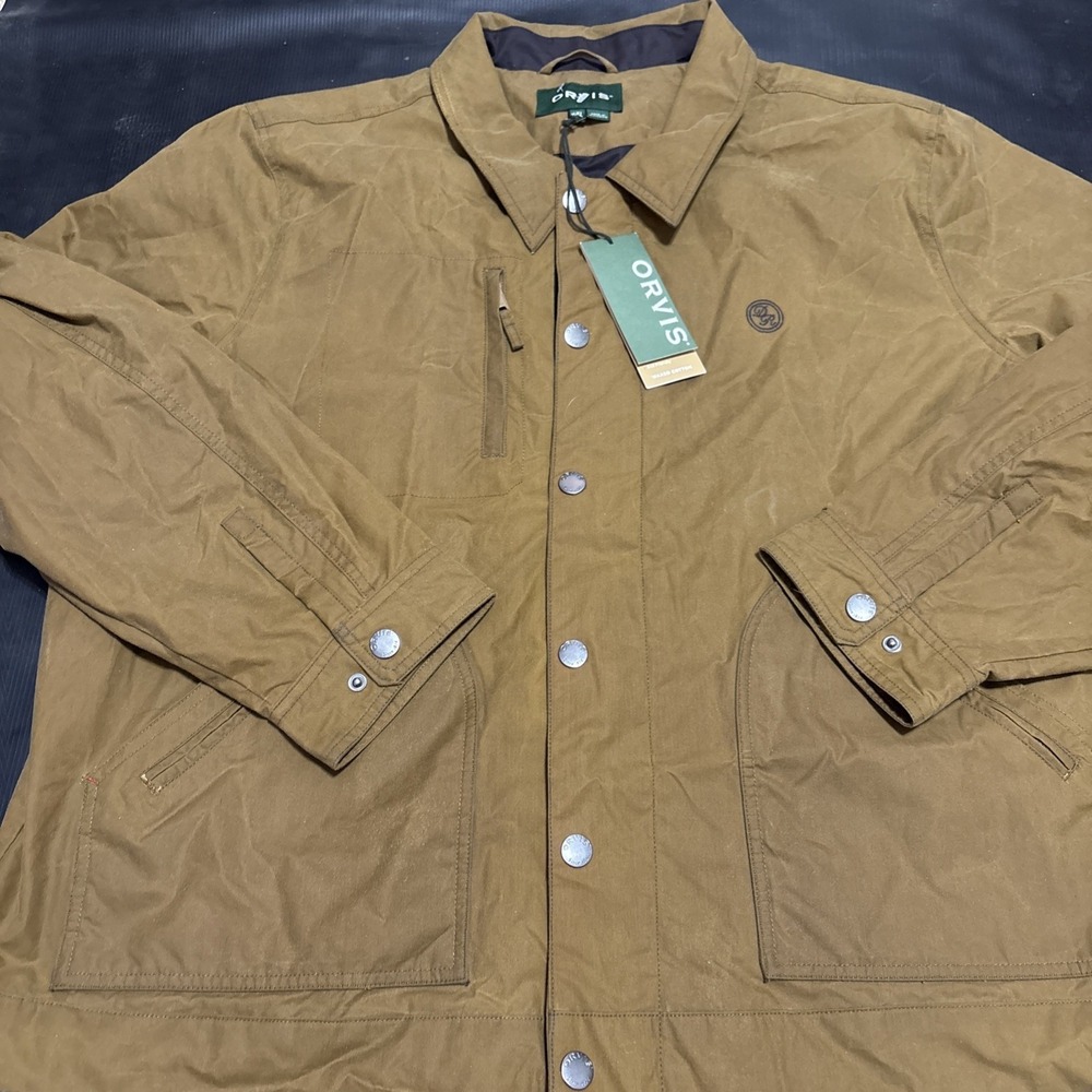 Orvis Jacket Mens 2XL Brown Waxed Barn Chore Field Canvas Hunting Full Zip - Picture 11 of 11